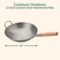 12" Carbon Steel Hammered Wok (Round)