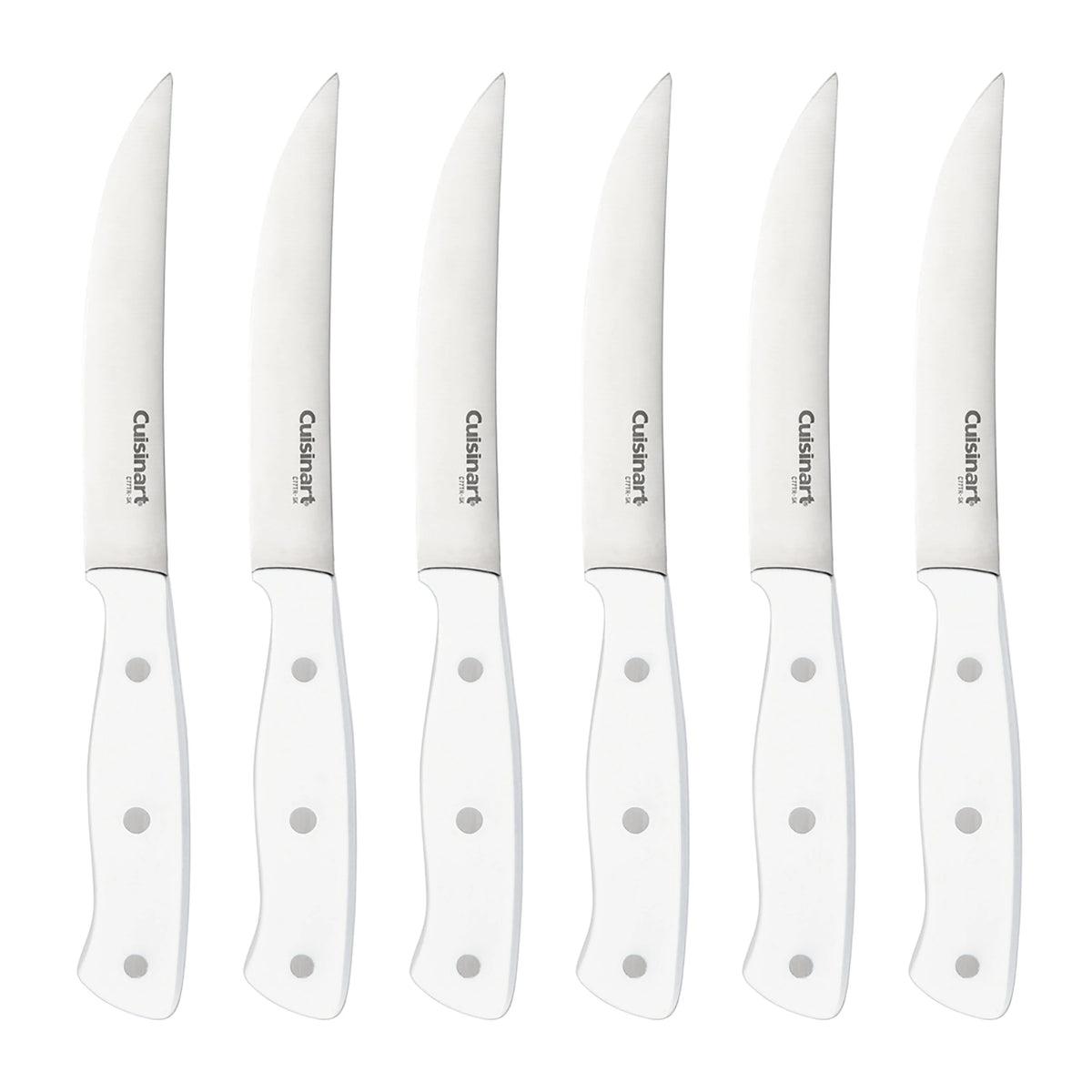 Classic Matte White Triple Rivet 6 Piece Steak Knife Set