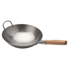 12" Carbon Steel Hammered Wok (Round)