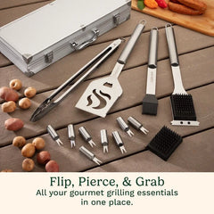 Deluxe Stainless-Steel Grill Set (14 Piece)