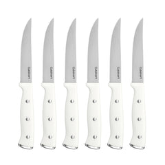 6pc White Triple Rivet Steak Knife Set