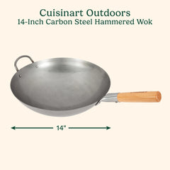 14" Carbon Steel Hammered Wok (Round)