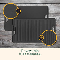 Reversable 2-in-1 Cast Iron Grill/Griddle Plate