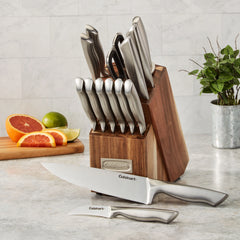 15pc Elite Series Stainless Steel Block Set with Acacia Block