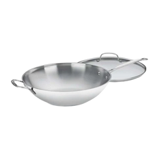 Chef's Classic™ Stainless 14" Stir-Fry Pan with Helper Handle & Glass Cover