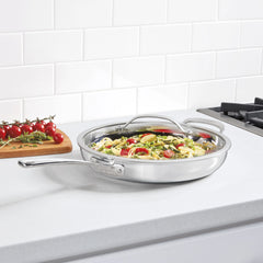 PureClad™ Triple-Ply 12" Stainless Steel Skillet with Helper Handle and Cover