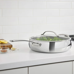 PureClad™ Triple-Ply 5.5 Qt. Stainless Steel Sauté Pan with Helper Handle and Cover