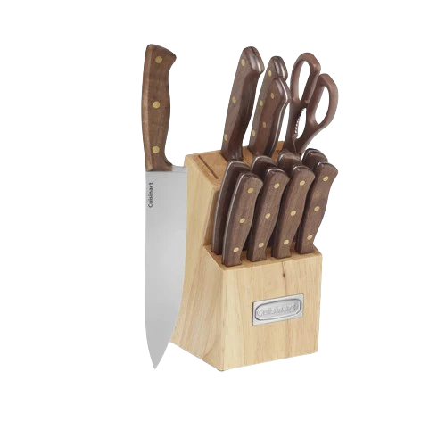 Walnut Triple Rivet 14 Piece Knife Block Set